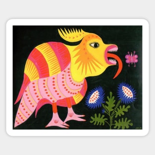 young magpie catches a grub 1978 - Maria Primachenko Sticker